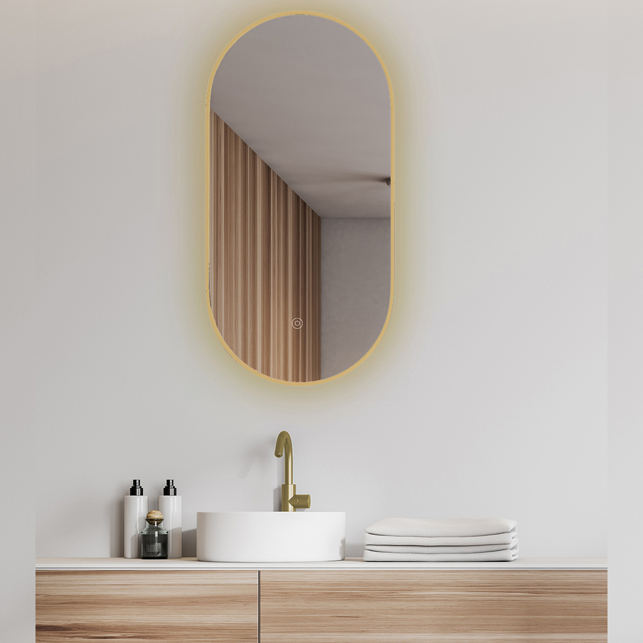 Wiesbaden Spiegel Nomi Ovaal 50x100cm - Led Messing